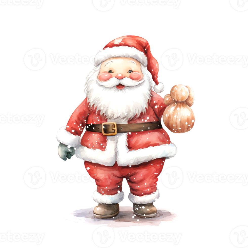 AI generated Watercolor Christmas Santa Claus. Clipart. AI generated. png