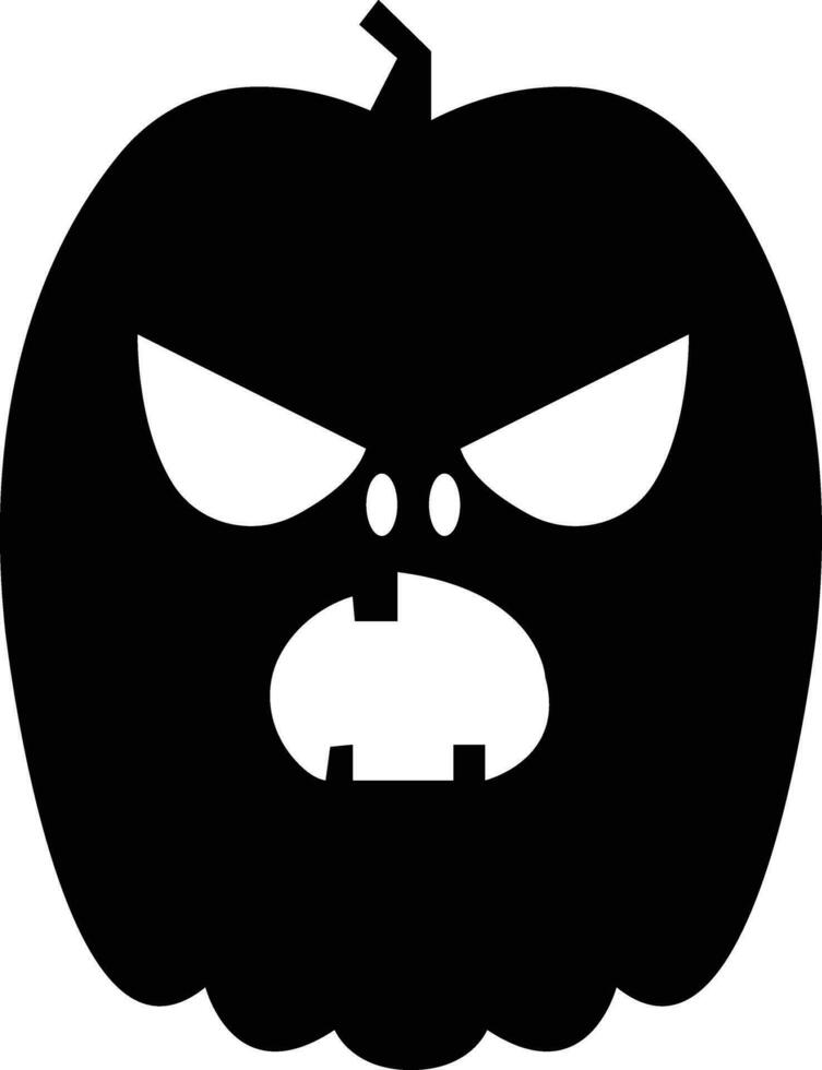 Halloween pumpkins carved face silhouettes icon. Black isolated face patterns . Scary and funny face of Halloween pumpkin or ghost. Flat vector