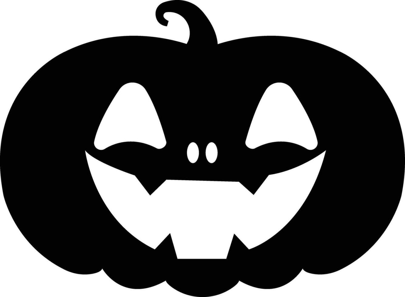 Halloween pumpkins carved face silhouettes icon. Black isolated face patterns . Scary and funny face of Halloween pumpkin or ghost. Flat vector