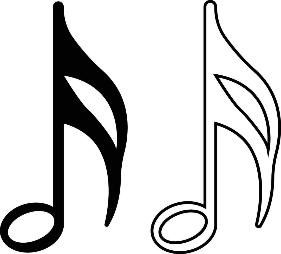 música notas icono colocar, canción, melodía o melodía plano o línea vector colección aislado. musical llave de moda estilo símbolos diseño elemento logo modelo para musical aplicaciones y sitio web