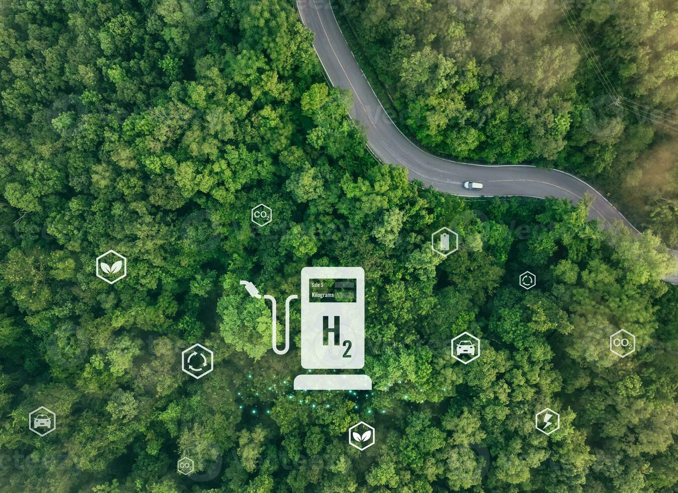 verde hidrógeno concepto. sostenible renovable energía. hidrógeno combustible célula vehículo. cero emisión coche. futuro energía. verde tecnología. energía para verde hidrógeno poder generación. hidrógeno economía. foto