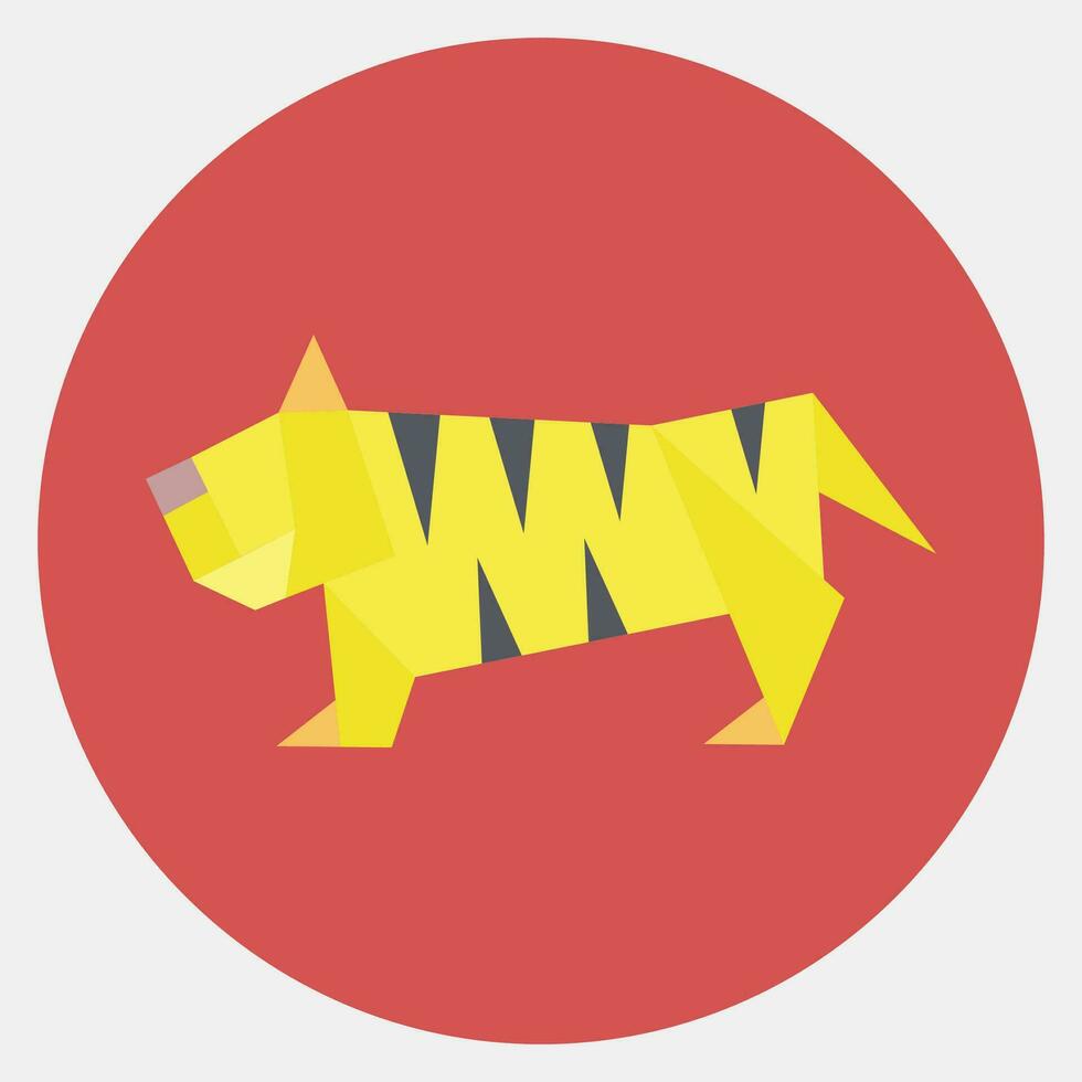 Icon tiger origami. Chinese Zodiac elements. Icons in color mate style. Good for prints, posters, logo, advertisement, decoration,infographics, etc. vector