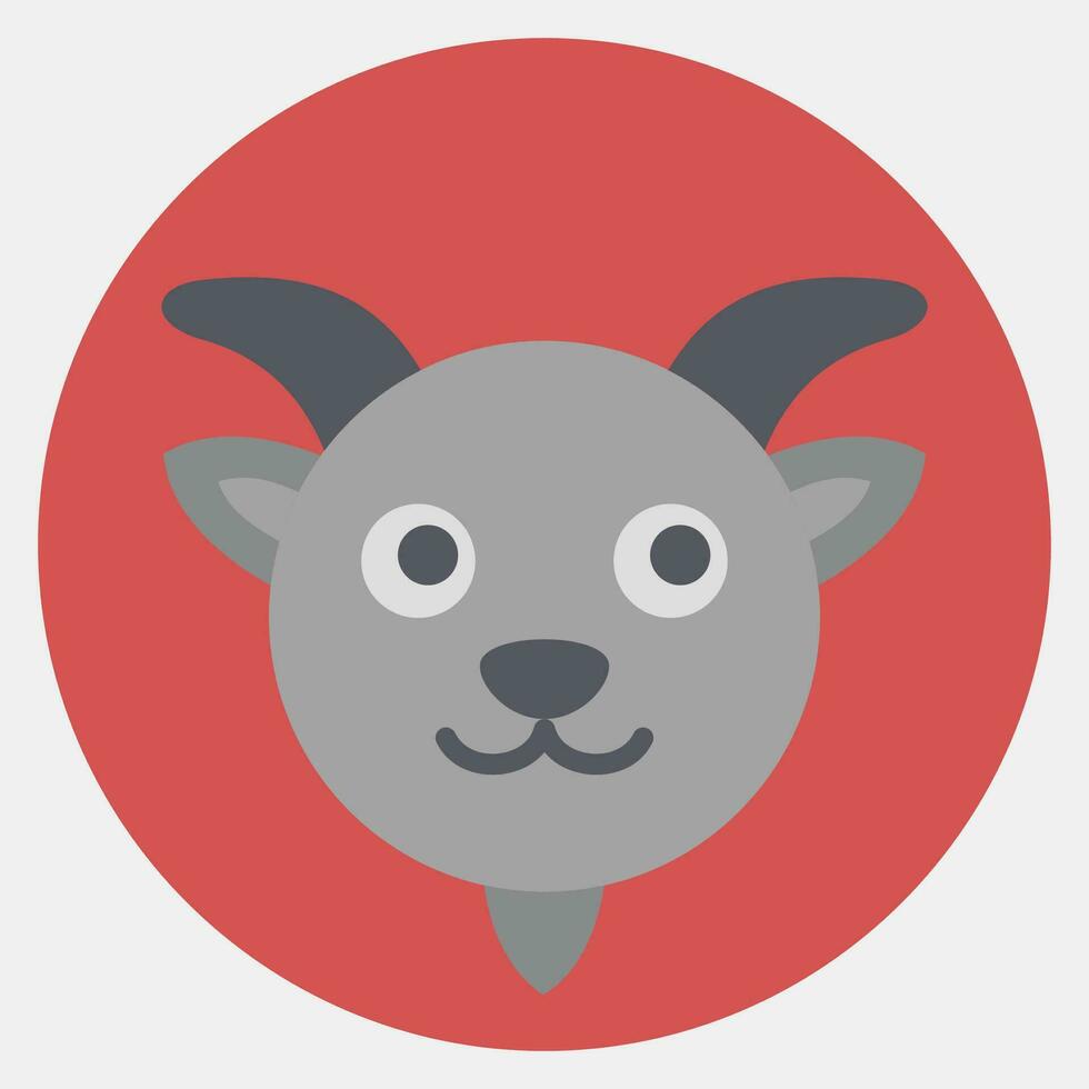 Icon goat face. Chinese Zodiac elements. Icons in color mate style. Good for prints, posters, logo, advertisement, decoration,infographics, etc. vector