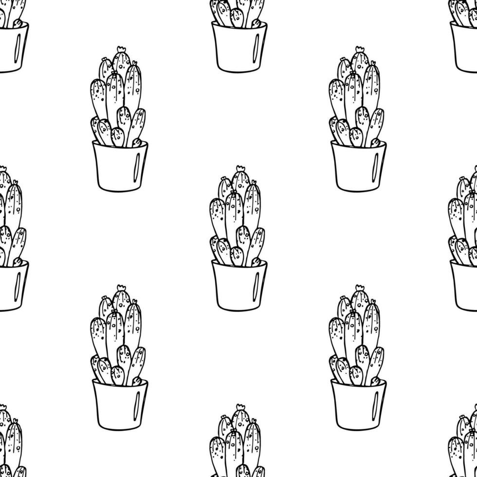 Seamless pattern with cactus doodle for decorative print, wrapping paper, greeting cards and fabric vector
