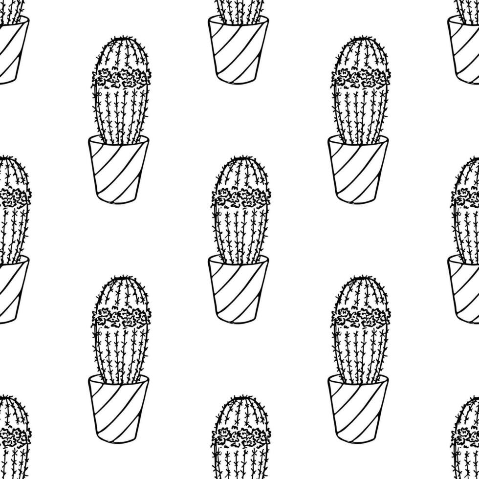Seamless pattern with cactus doodle for decorative print, wrapping paper, greeting cards and fabric vector