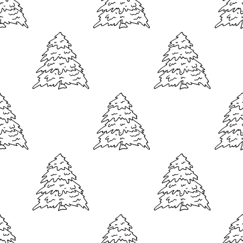 Seamless pattern with geometric minimal scandinavian Christmas tree doodle for decorative print, wrapping paper, greeting cards and fabric vector