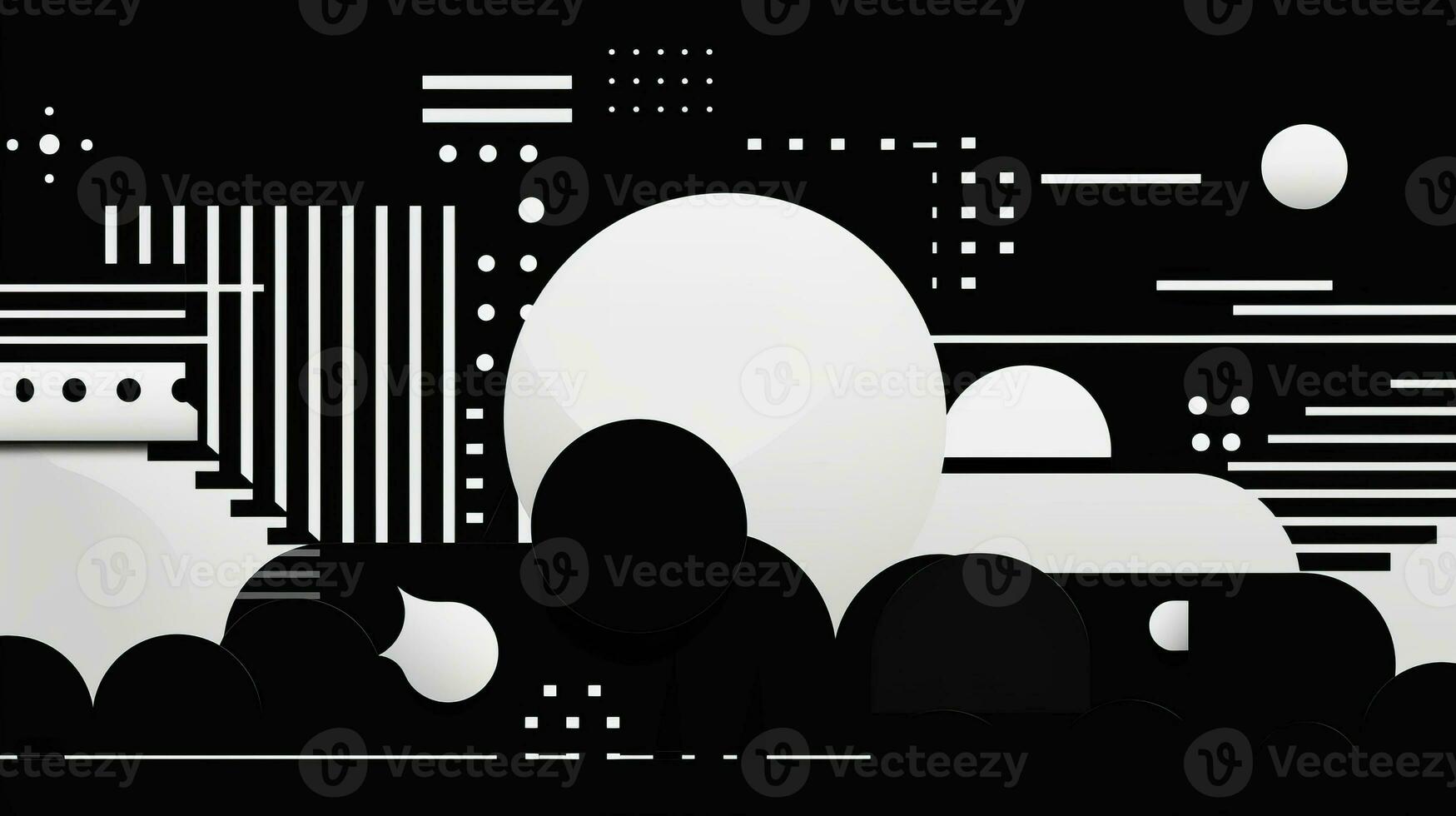 AI generated Abstract background with geometric shapes, lines, circles, dots. Hand drawn style. photo