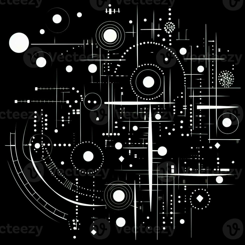ai generado resumen antecedentes con geométrico formas, líneas, círculos, puntos mano dibujado estilo. foto
