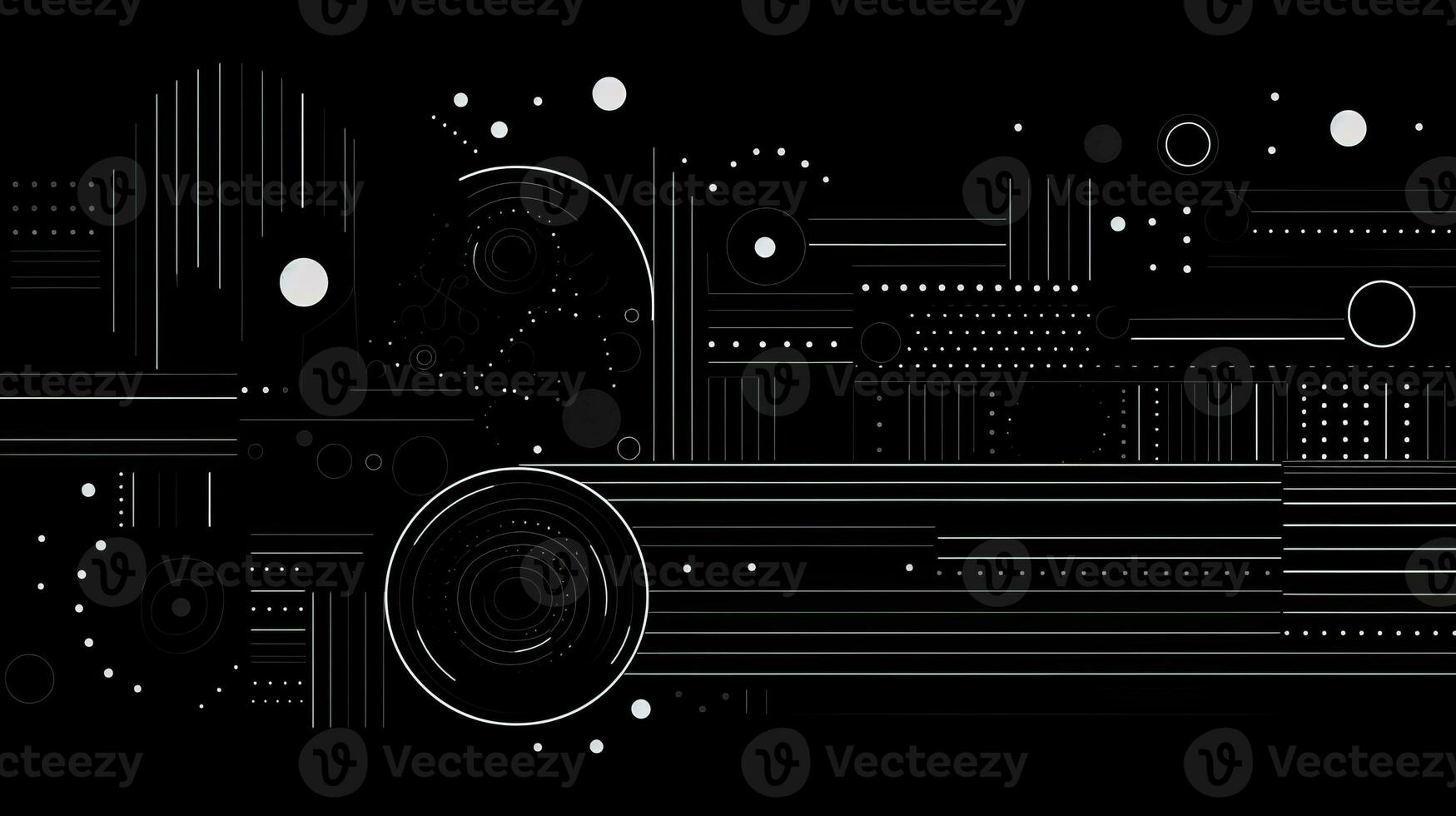 AI generated Abstract background with geometric shapes, lines, circles, dots. Hand drawn style. photo