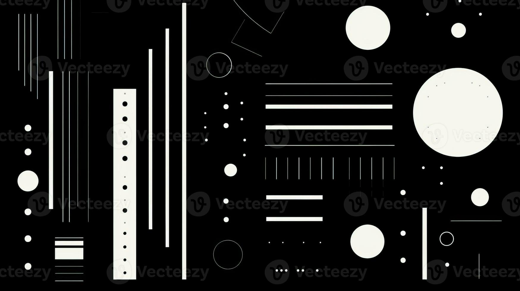 AI generated Abstract background with geometric shapes, lines, circles, dots. Hand drawn style. photo