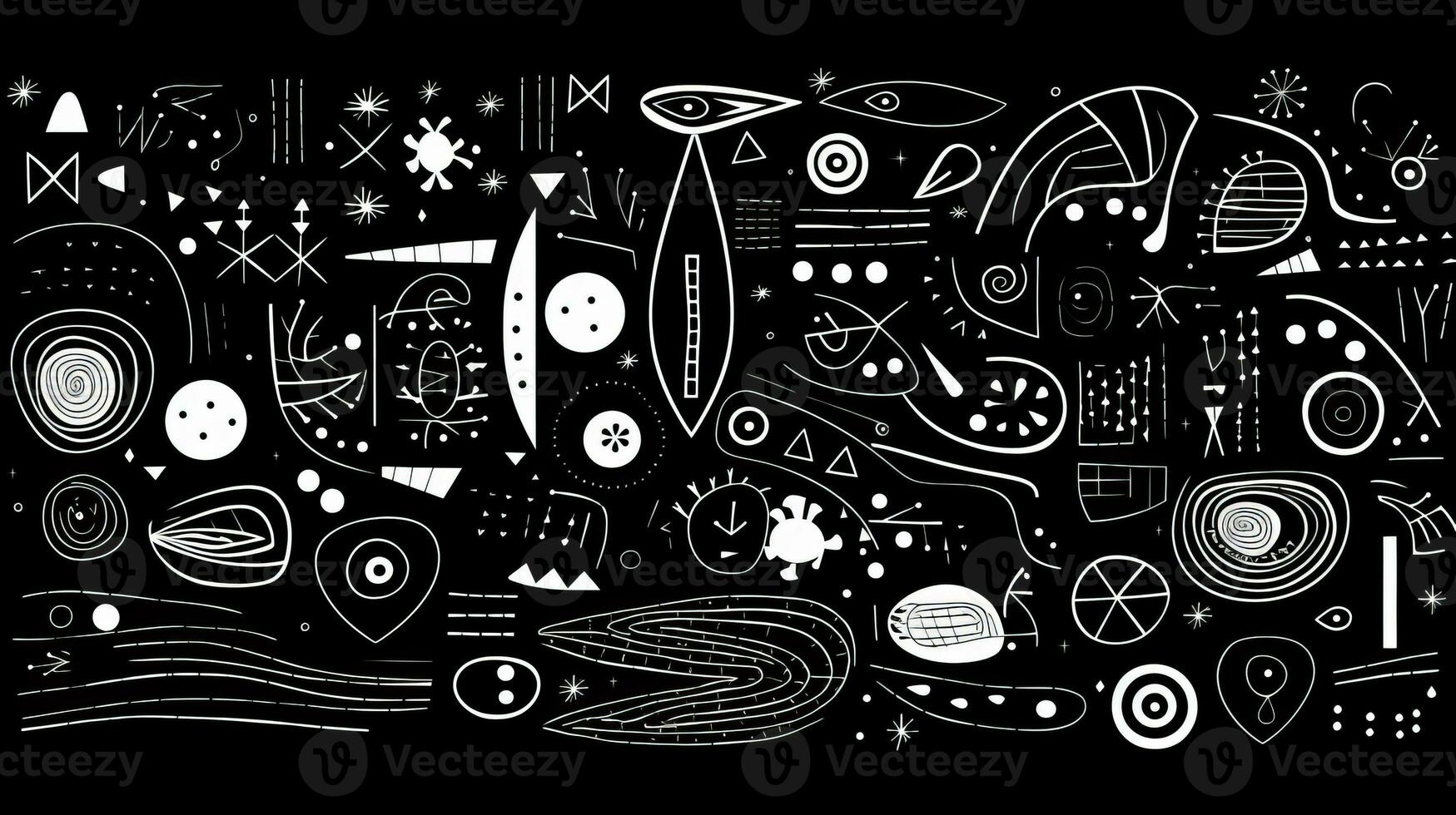 AI generated Abstract background with geometric shapes, lines, circles, dots. Hand drawn style. photo