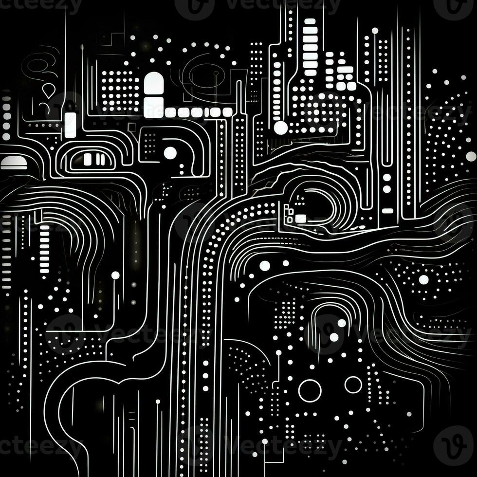 AI generated Abstract background with geometric shapes, lines, circles, dots. Hand drawn style. photo