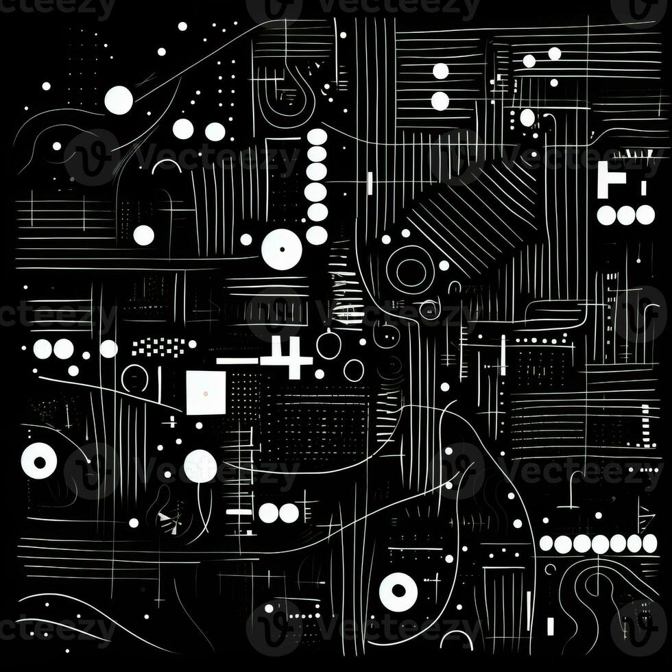 ai generado resumen antecedentes con geométrico formas, líneas, círculos, puntos mano dibujado estilo. foto