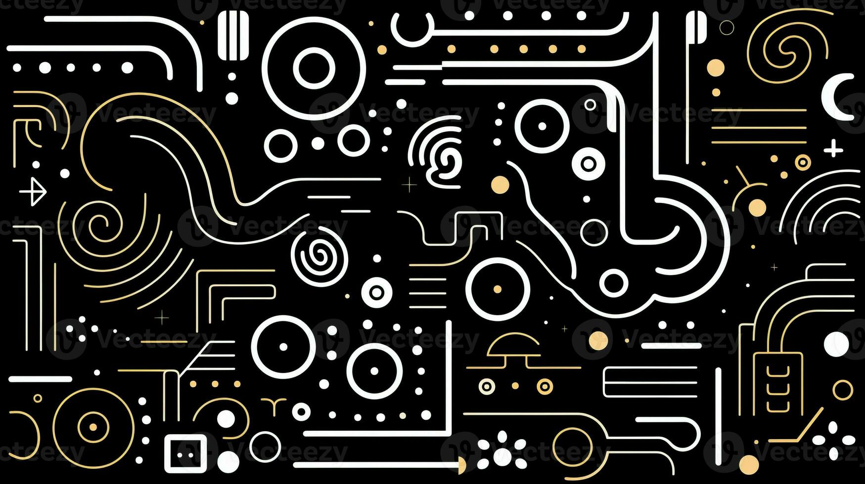 AI generated Abstract background with geometric shapes, lines, circles, dots. Hand drawn style. photo