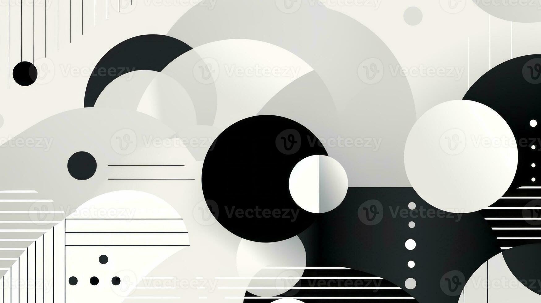 AI generated Abstract background with geometric shapes, lines, circles, dots. Hand drawn style. photo
