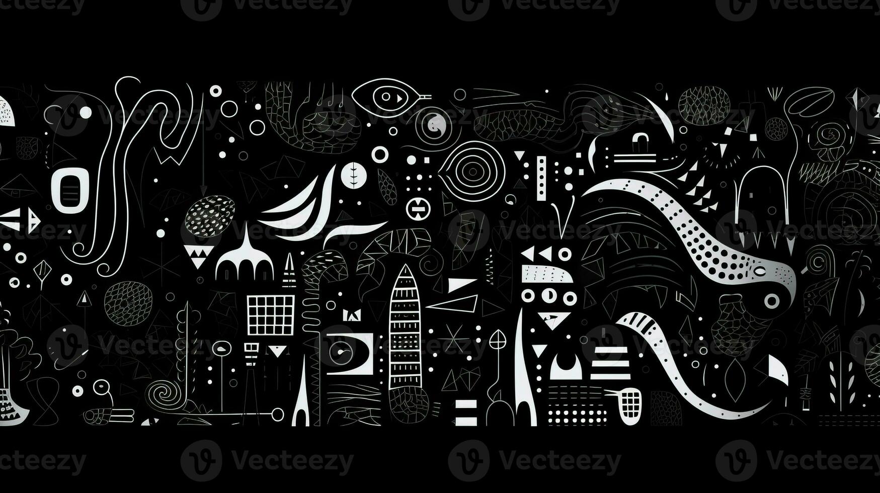 AI generated Abstract background with geometric shapes, lines, circles, dots. Hand drawn style. photo