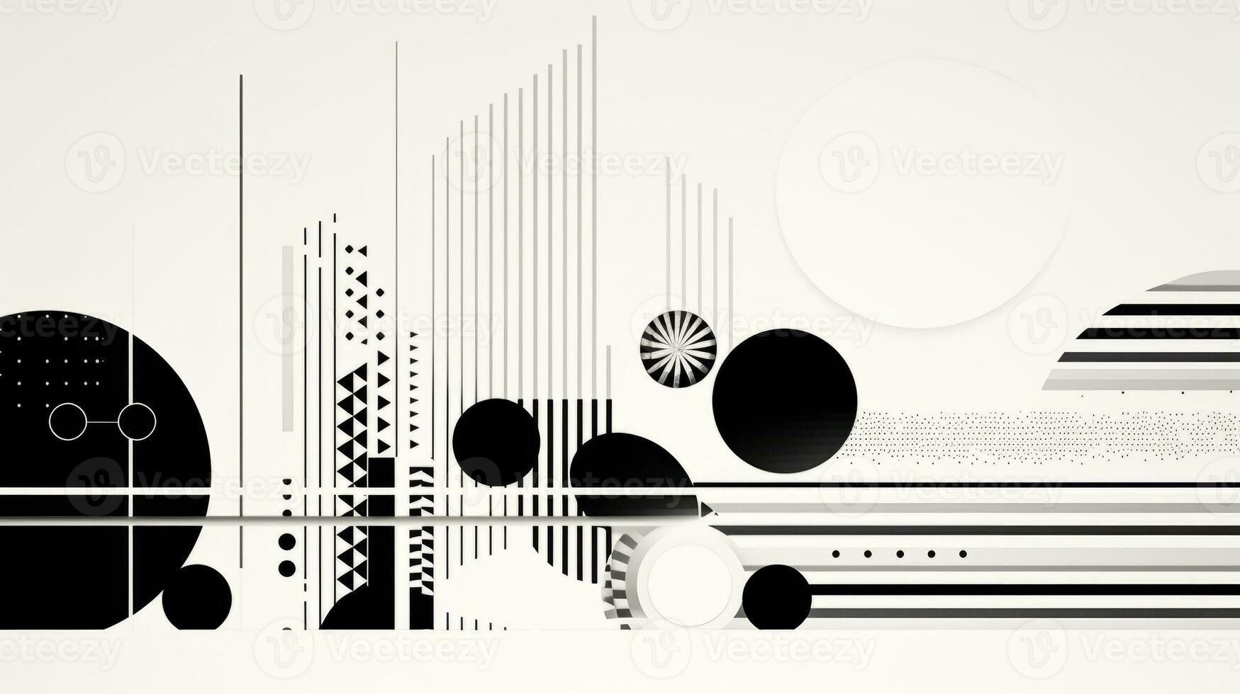 AI generated Abstract background with geometric shapes, lines, circles, dots. Bauhaus style. Swiss aesthetic photo