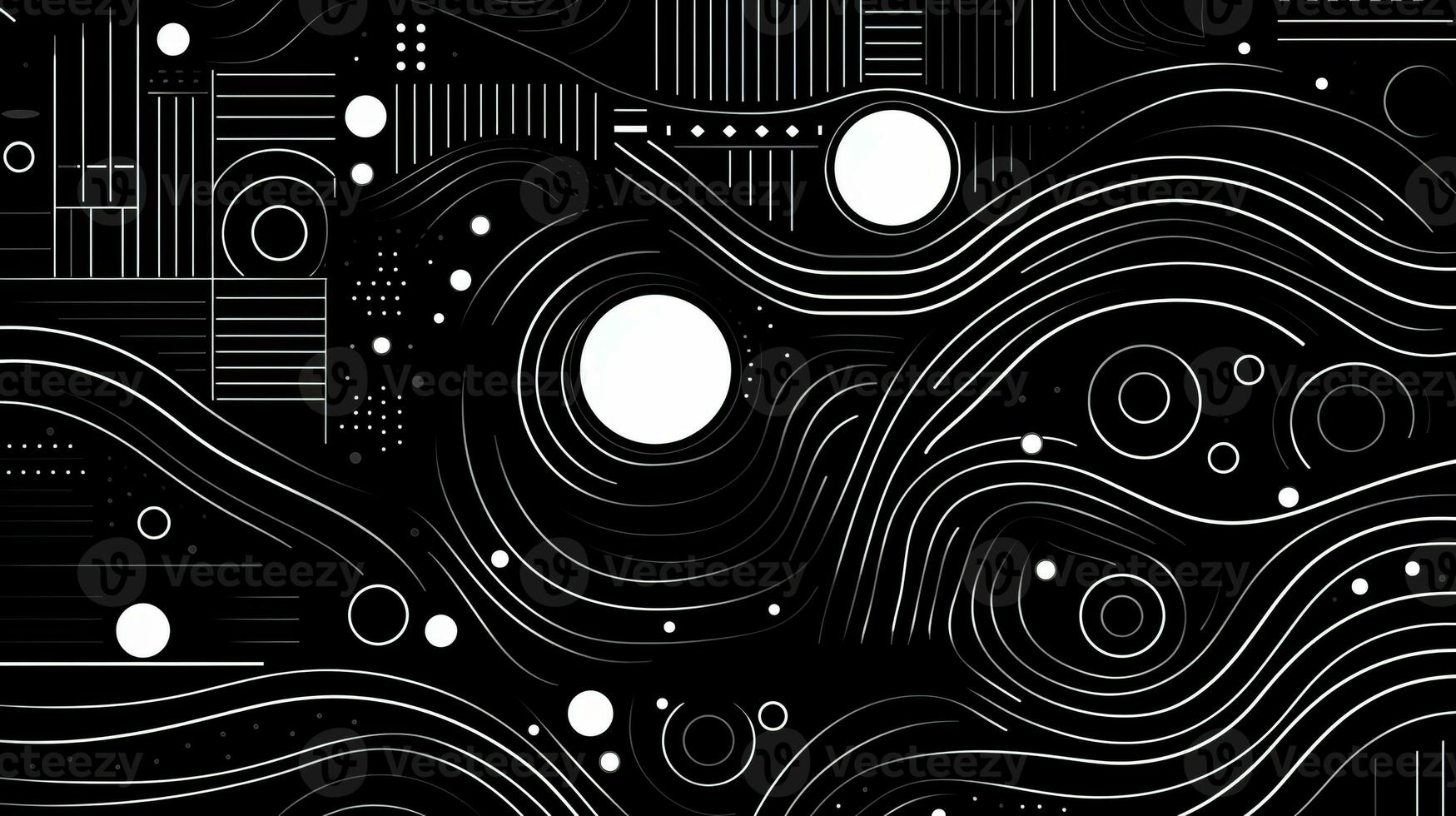 AI generated Abstract background with geometric shapes, lines, circles, dots. Bauhaus style. Swiss aesthetic photo