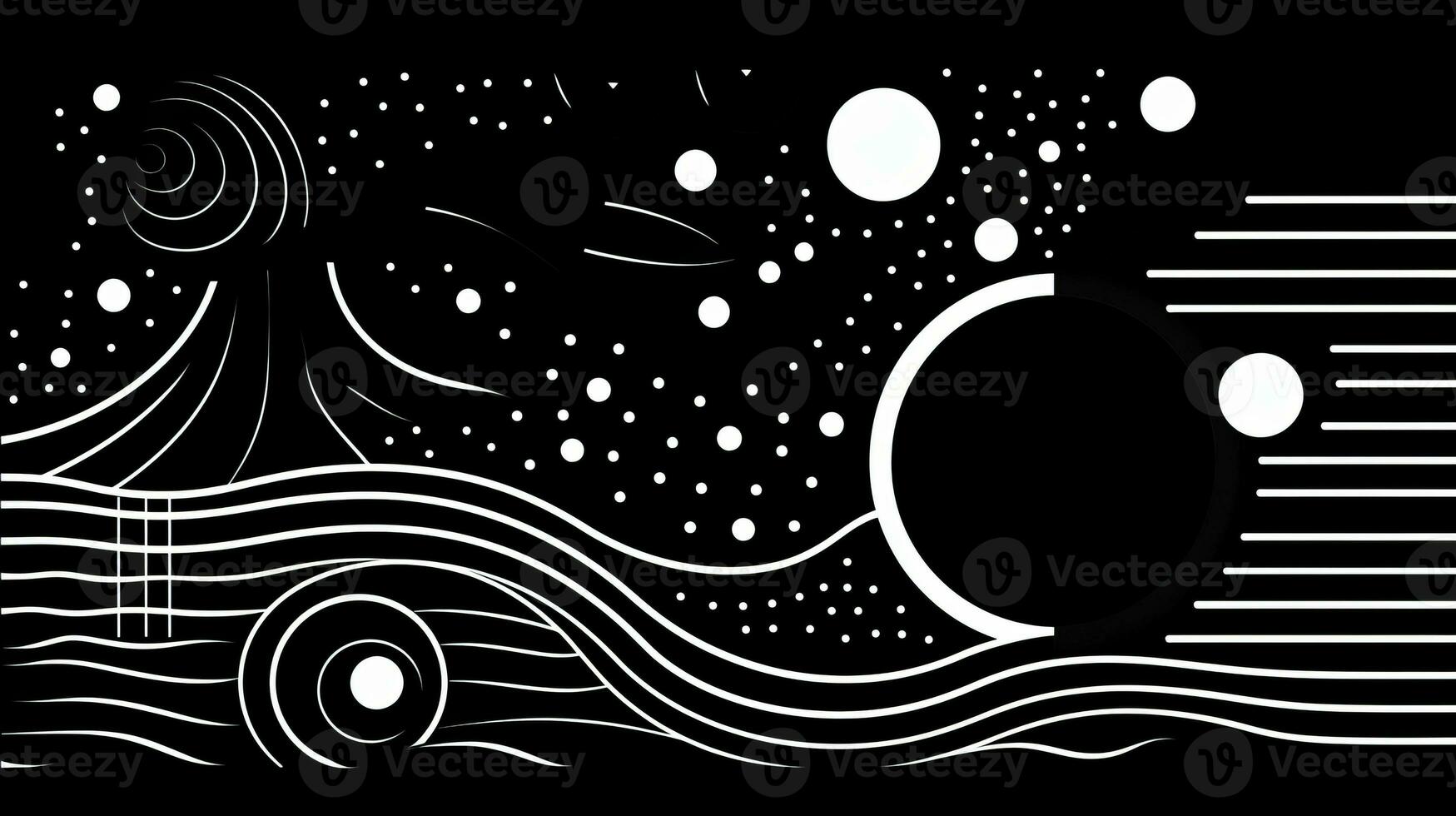 AI generated Abstract background with geometric shapes, lines, circles, dots. Bauhaus style. Swiss aesthetic photo