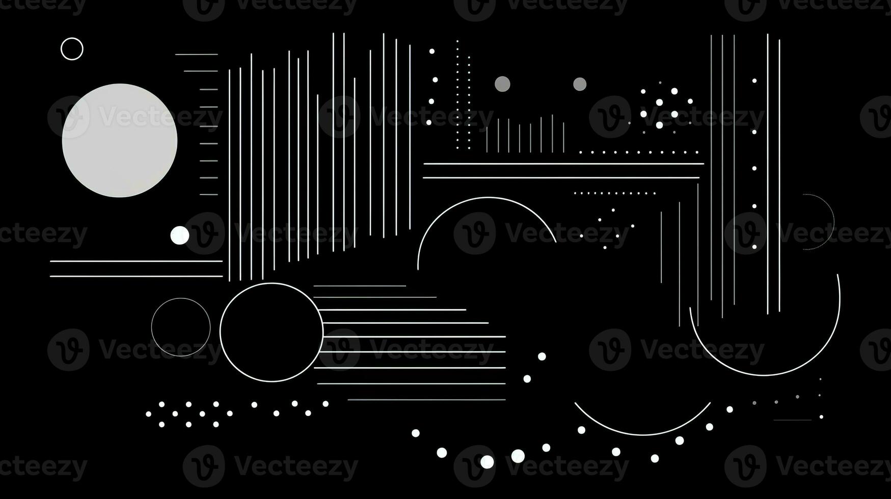 AI generated Abstract background with geometric shapes, lines, circles, dots. Bauhaus style. Swiss aesthetic photo