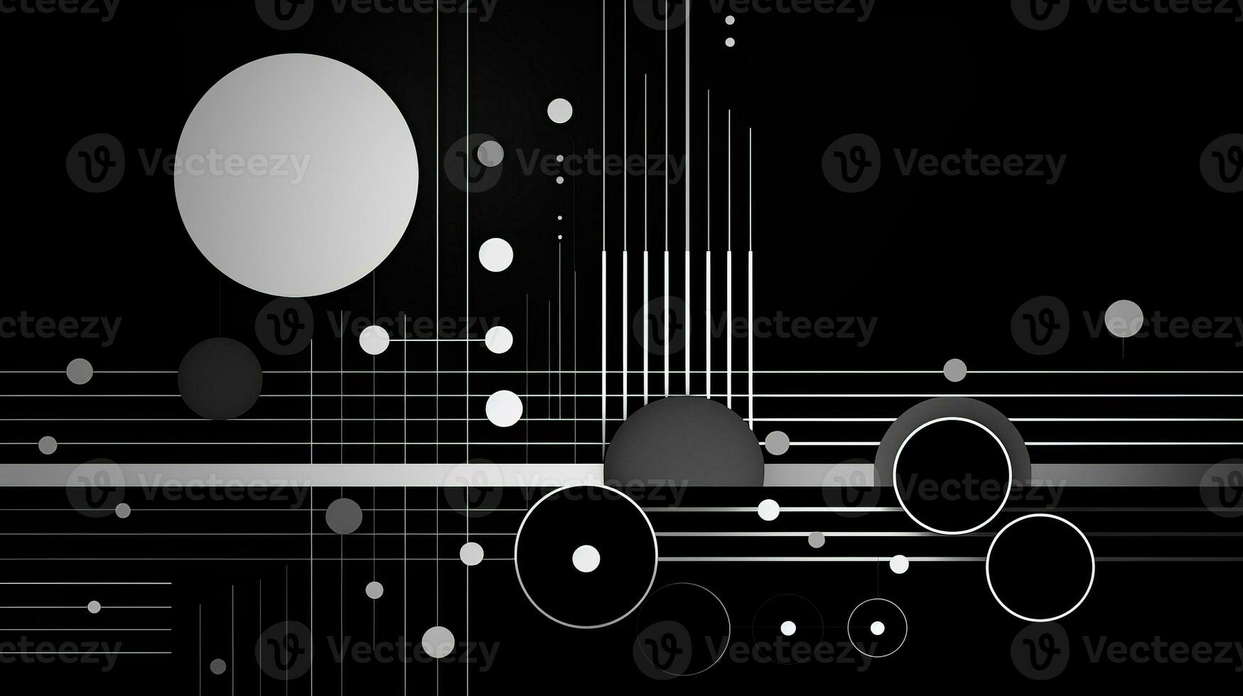 AI generated Abstract background with geometric shapes, lines, circles, dots. Bauhaus style. Swiss aesthetic photo