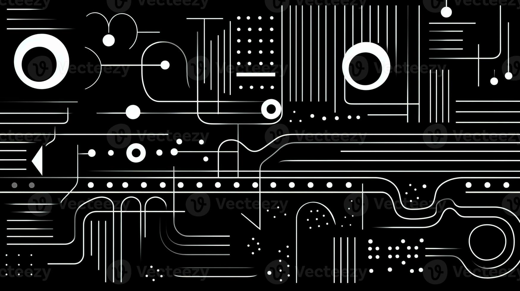 AI generated Abstract background with geometric shapes, lines, circles, dots. Bauhaus style. Swiss aesthetic photo