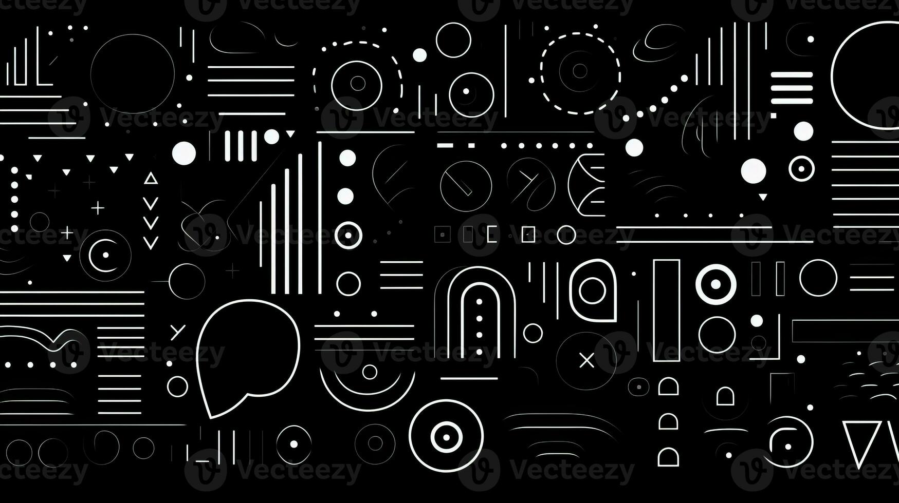 AI generated Abstract background with geometric shapes, lines, circles, dots. Bauhaus style. Swiss aesthetic photo