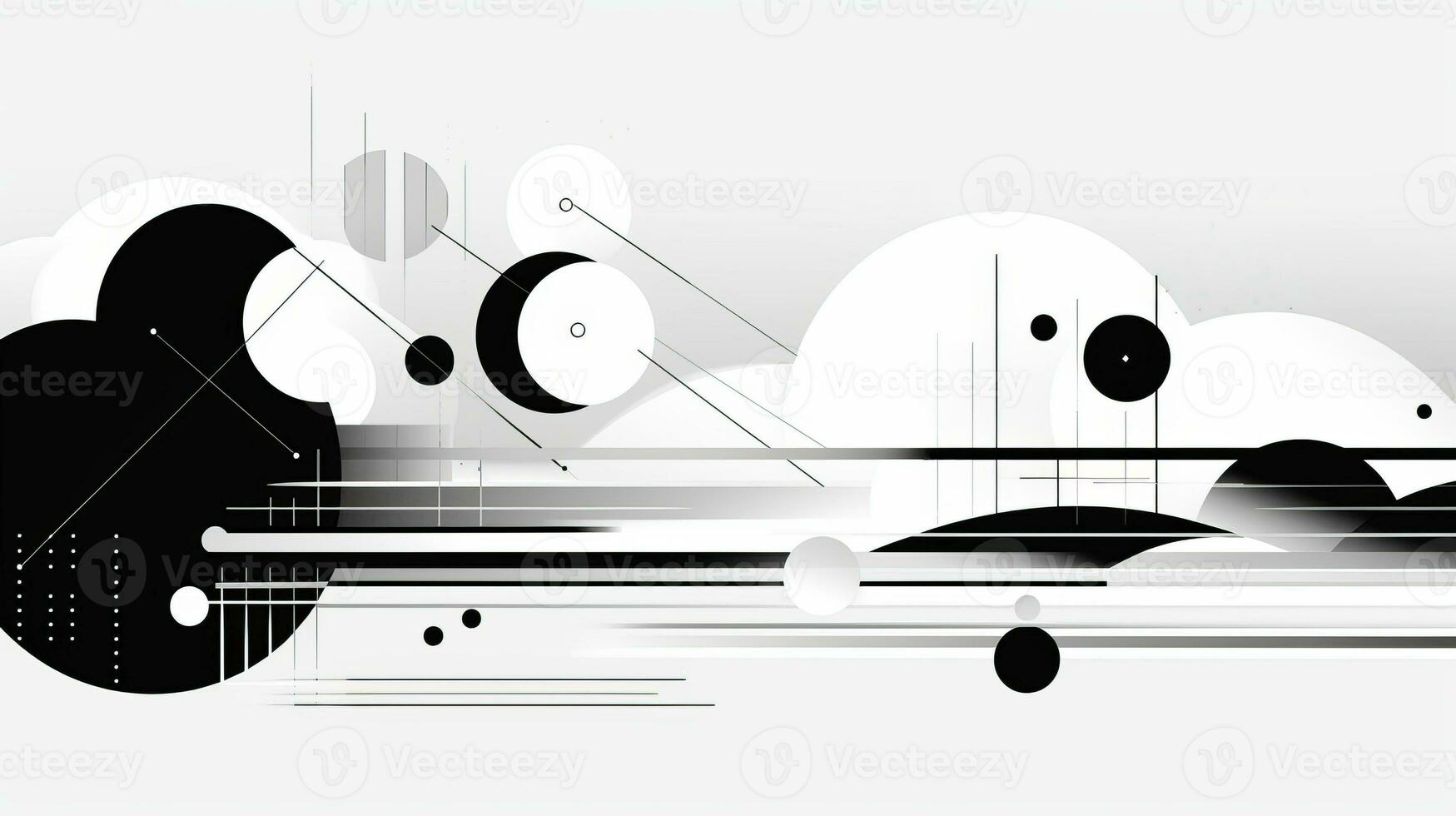 AI generated Abstract background with geometric shapes, lines, circles, dots. Bauhaus style. Swiss aesthetic photo