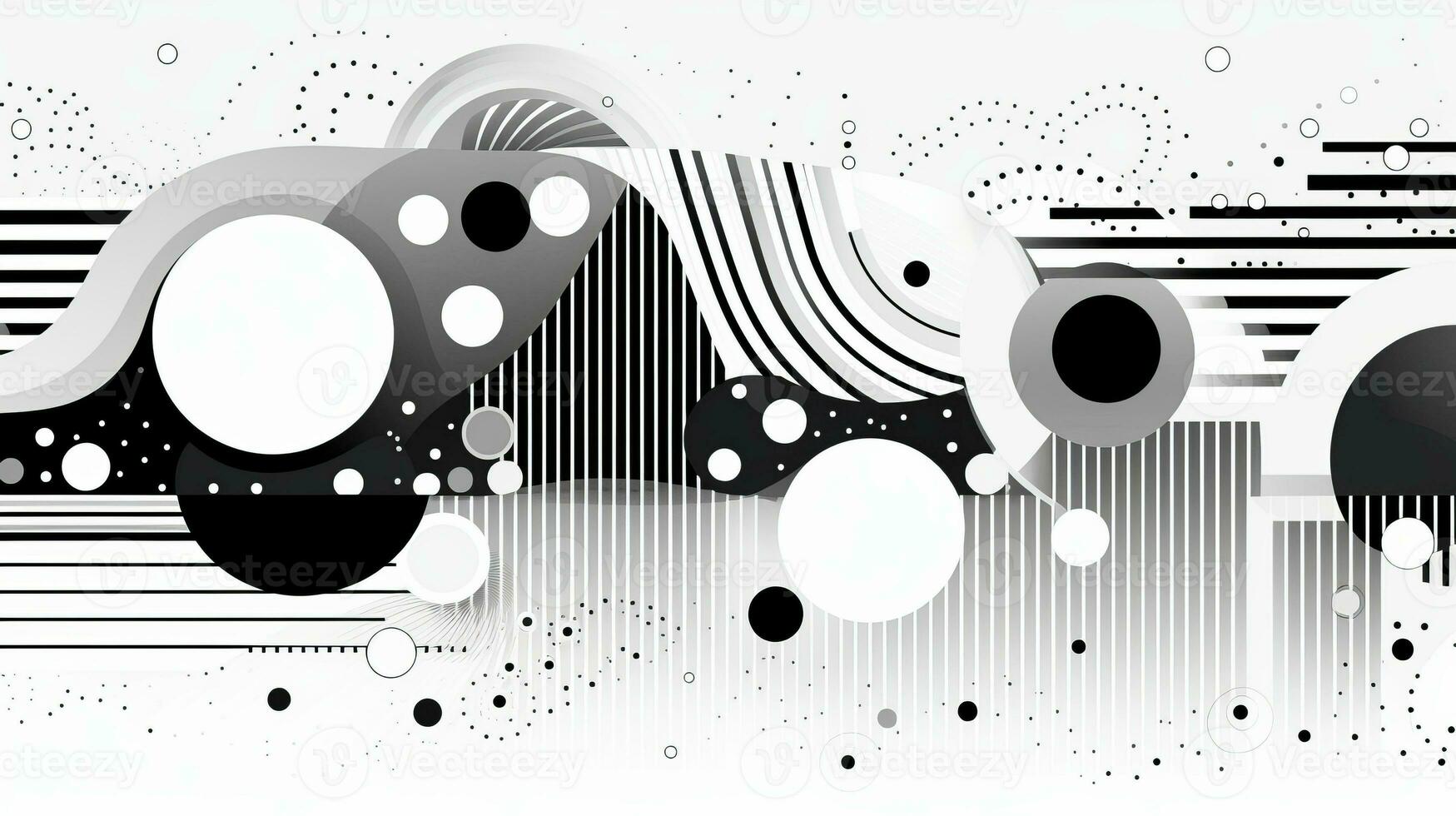 AI generated Abstract background with geometric shapes, lines, circles, dots. Bauhaus style. Swiss aesthetic photo