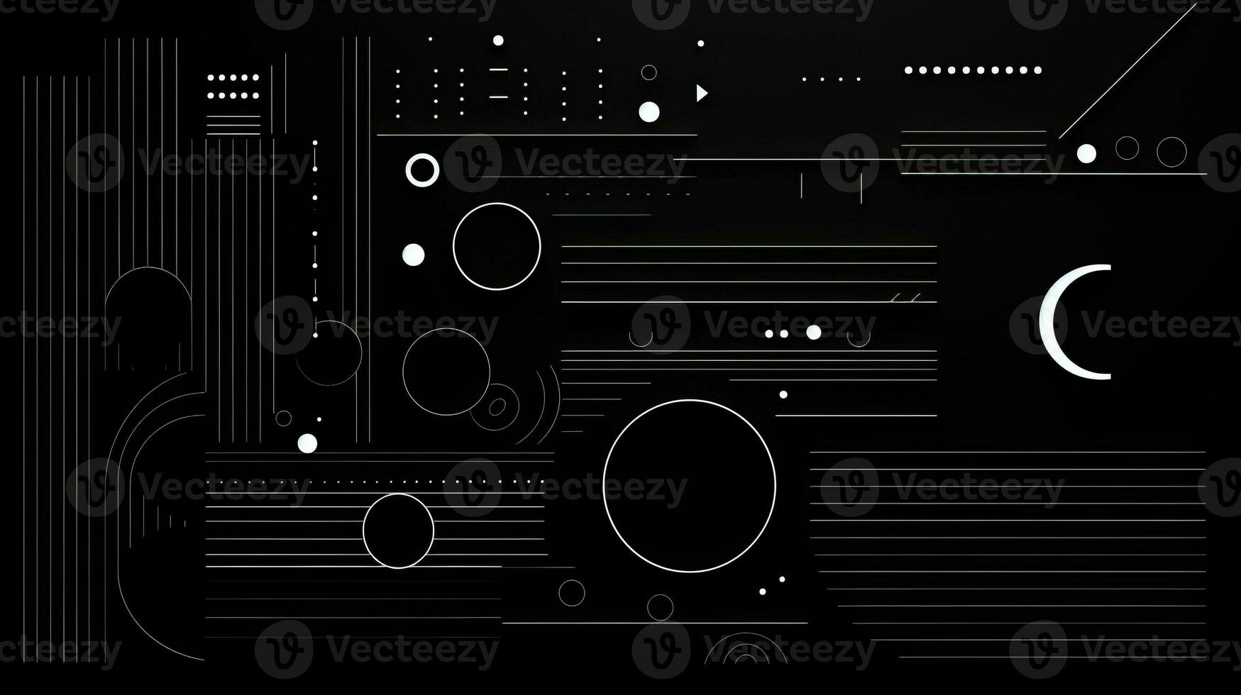 AI generated Abstract background with geometric shapes, lines, circles, dots. Bauhaus style. Swiss aesthetic photo