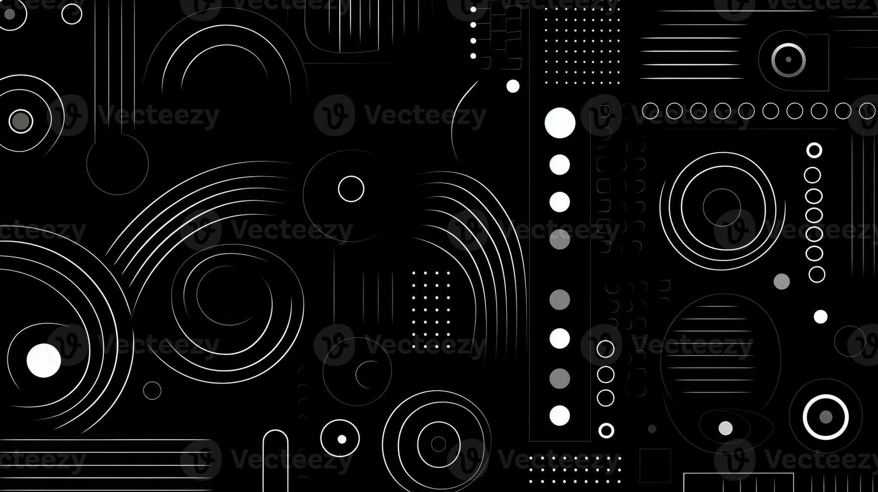AI generated Abstract background with geometric shapes, lines, circles, dots. Bauhaus style. Swiss aesthetic photo