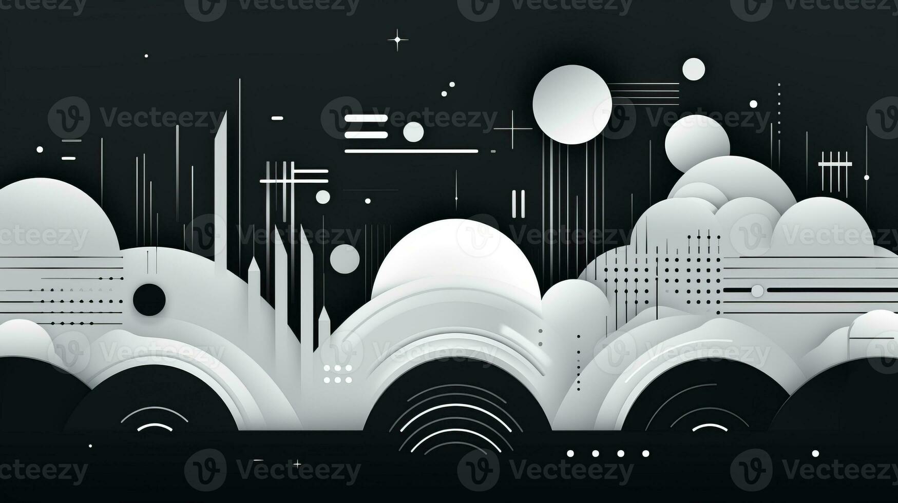 AI generated Abstract background with geometric shapes, lines, circles, dots. Bauhaus style. Swiss aesthetic photo