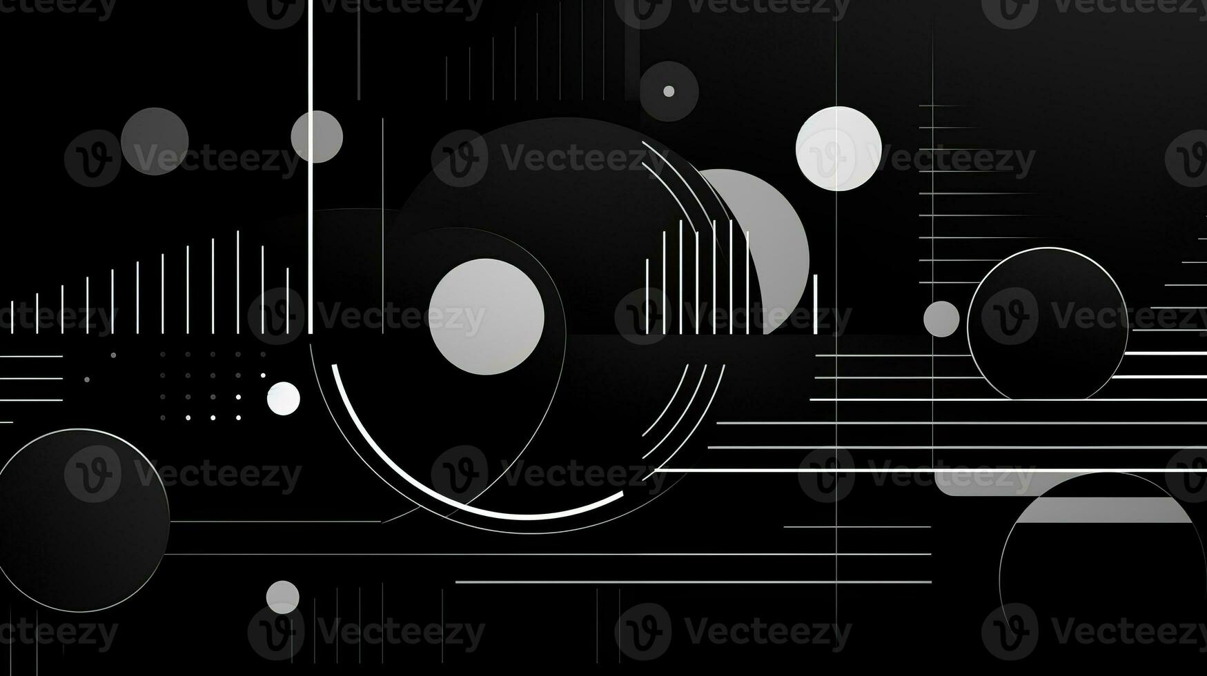 AI generated Abstract background with geometric shapes, lines, circles, dots. Bauhaus style. Swiss aesthetic photo