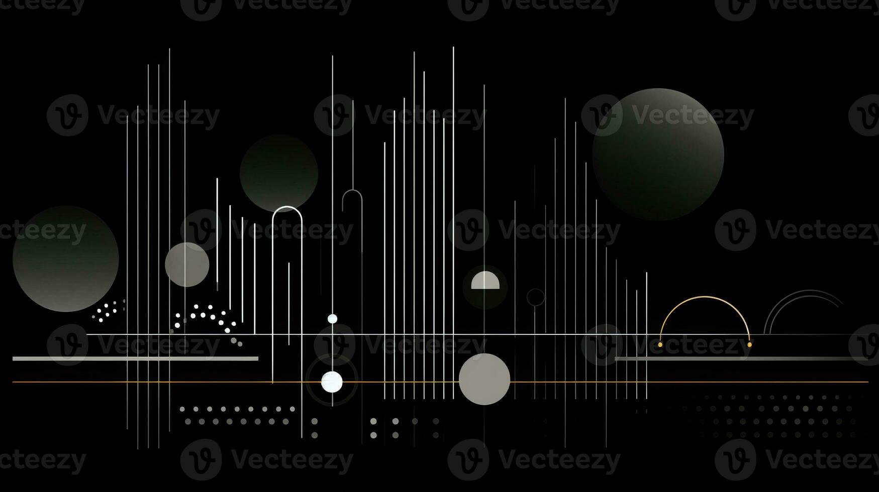 AI generated Abstract background with geometric shapes, lines, circles, dots. Bauhaus style. Swiss aesthetic photo