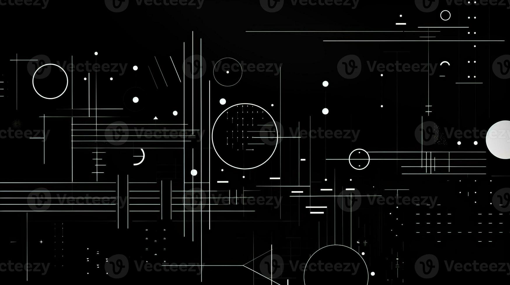 AI generated Abstract background with geometric shapes, lines, circles, dots. Bauhaus style. Swiss aesthetic photo