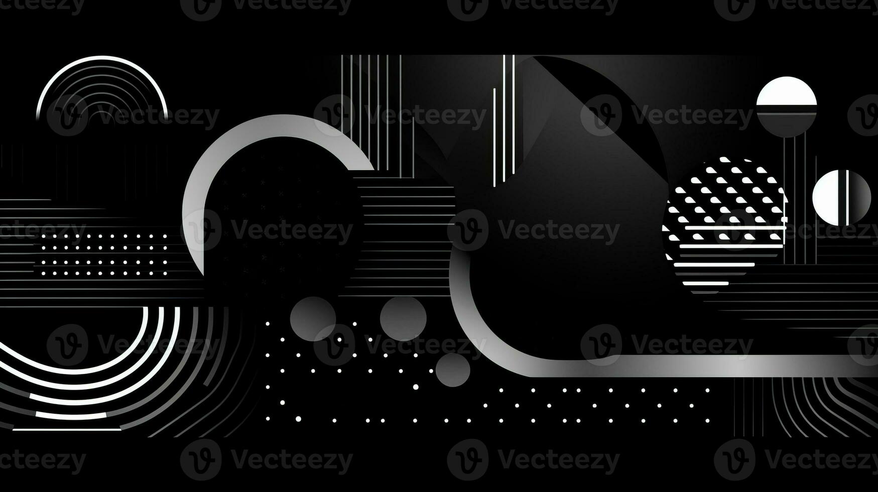 AI generated Abstract background with geometric shapes, lines, circles, dots. Bauhaus style. Swiss aesthetic photo