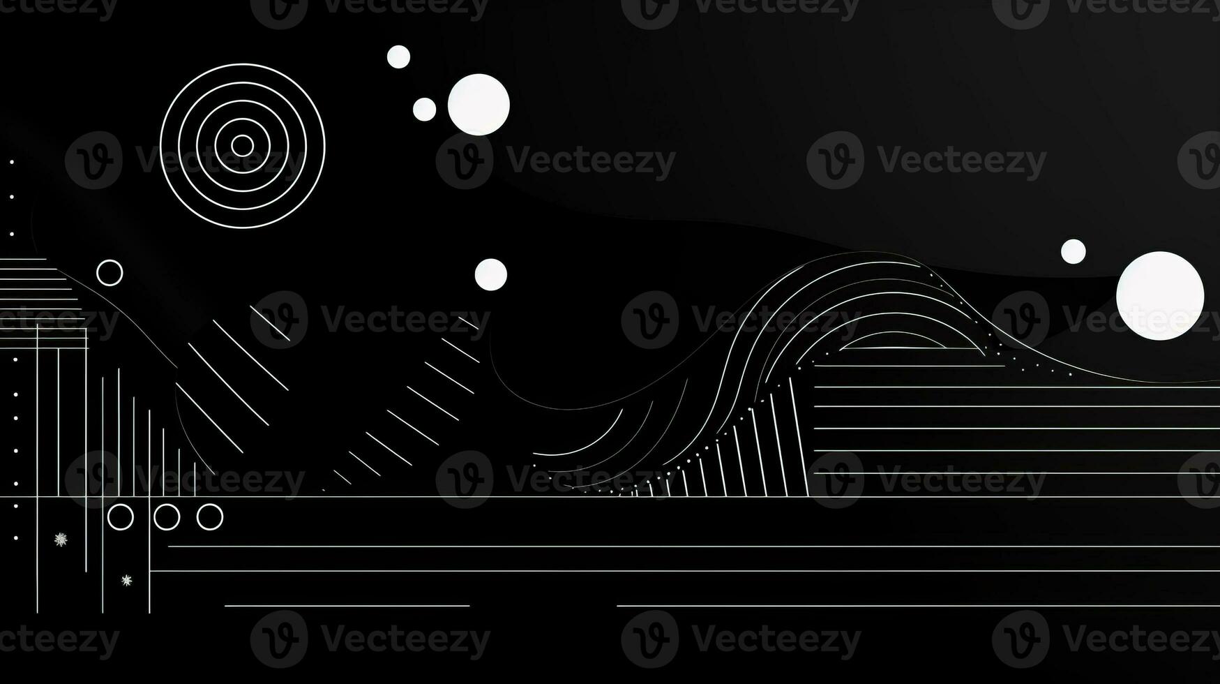 AI generated Abstract background with geometric shapes, lines, circles, dots. Bauhaus style. Swiss aesthetic photo