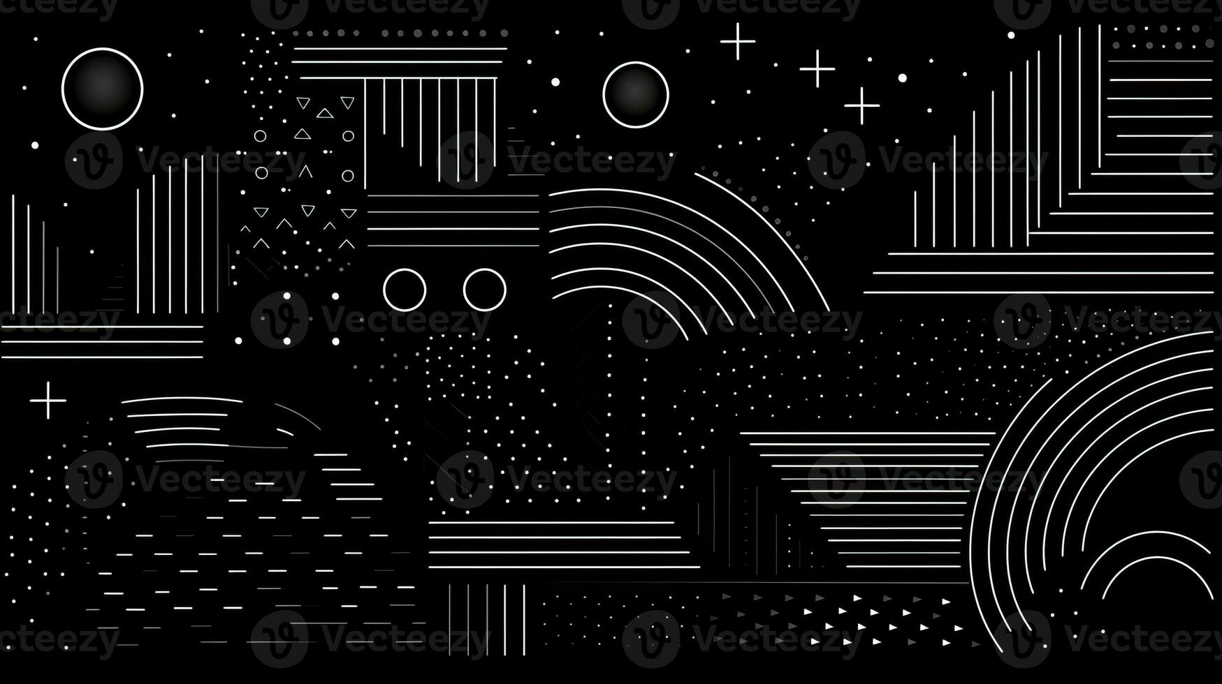 AI generated Abstract background with geometric shapes, lines, circles, dots. Bauhaus style. Swiss aesthetic photo