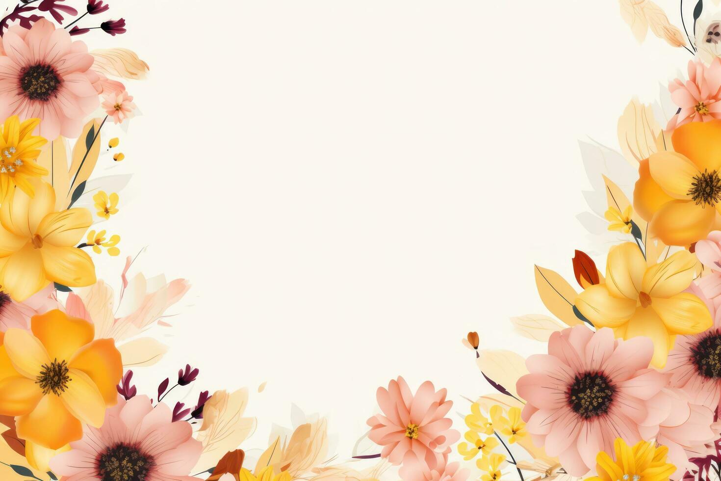 AI generated a floral border with yellow and pink flowers photo