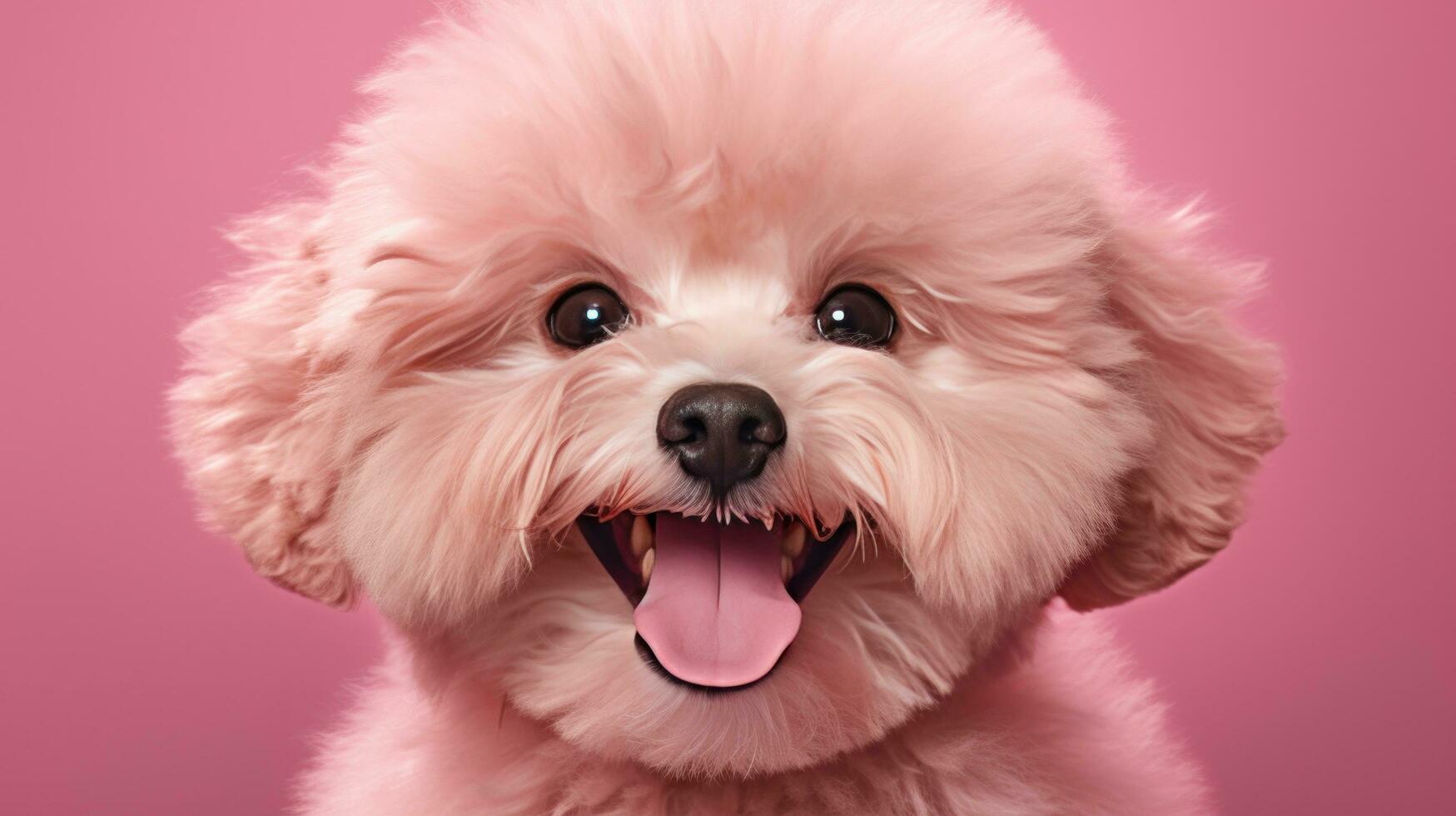 AI generated a cute cute pink animal is smiling against a pink background, photo