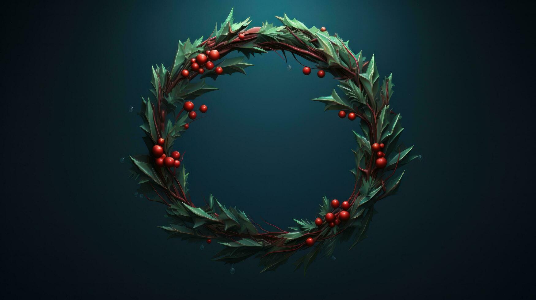 AI generated a christmas wreath in a form of a christmas ring on green background, photo