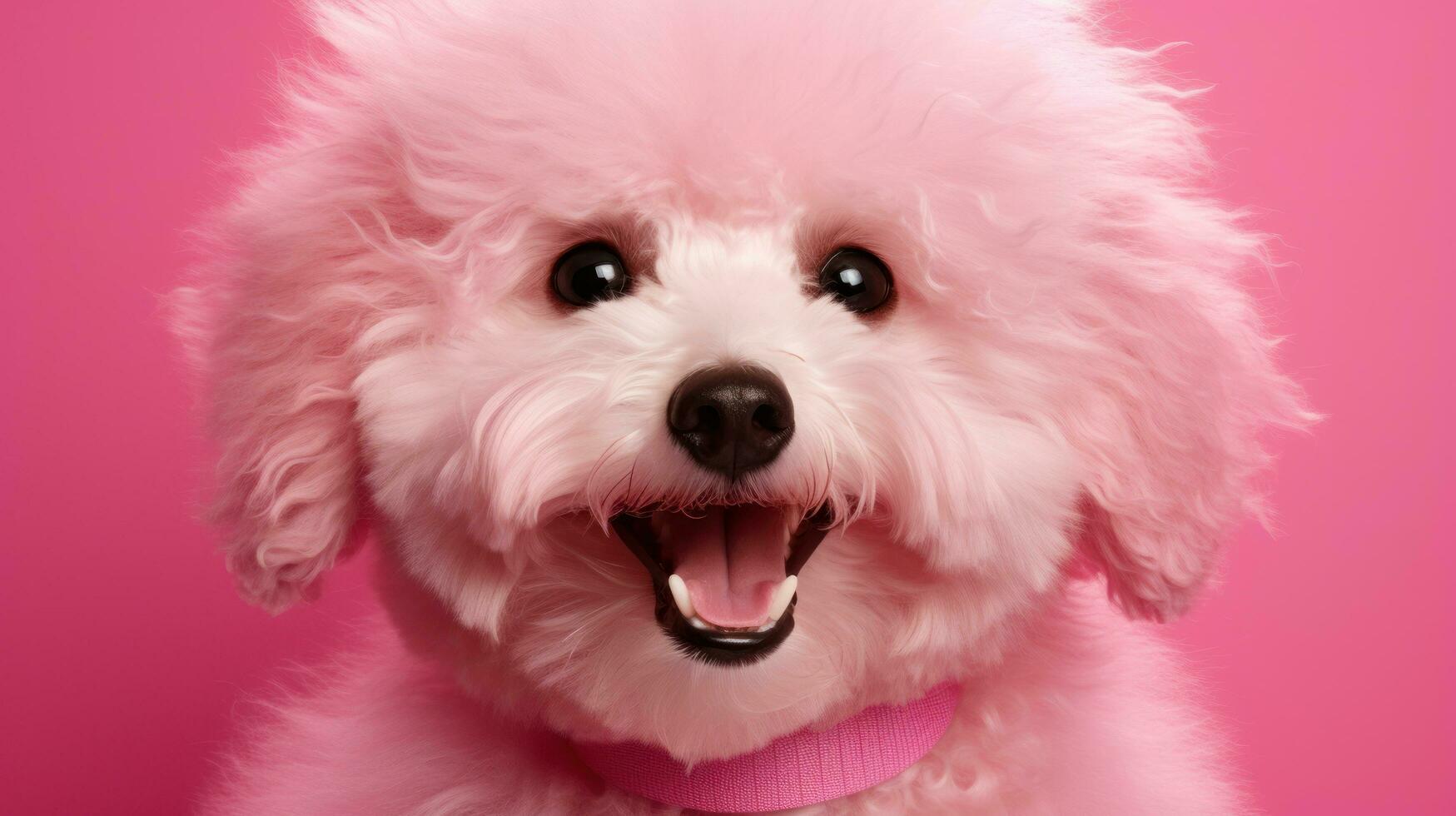 AI generated a cute cute pink animal is smiling against a pink background, photo
