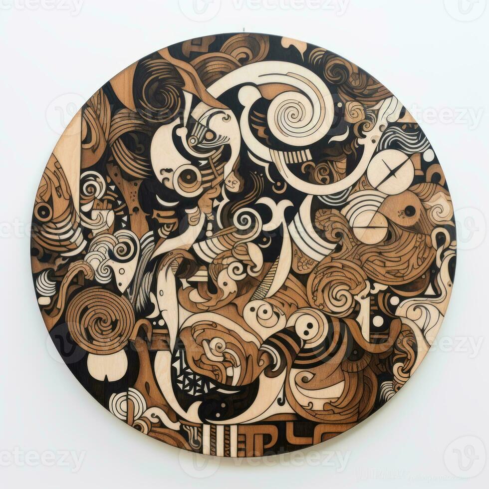 AI generated Abstract circle with wavy pattern. Neo Folk aesthetics. Surrealist style photo