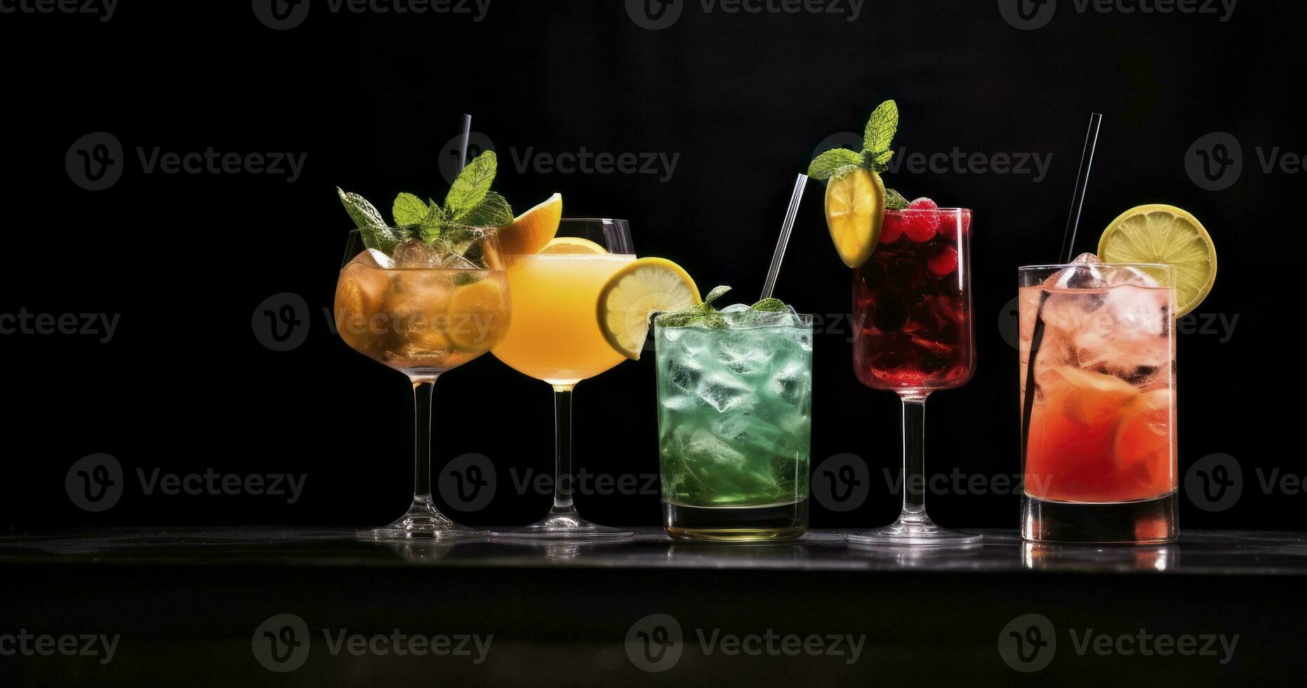 AI generated Crafting a Timeless Cocktail Menu Against the Allure of a Dark Background photo