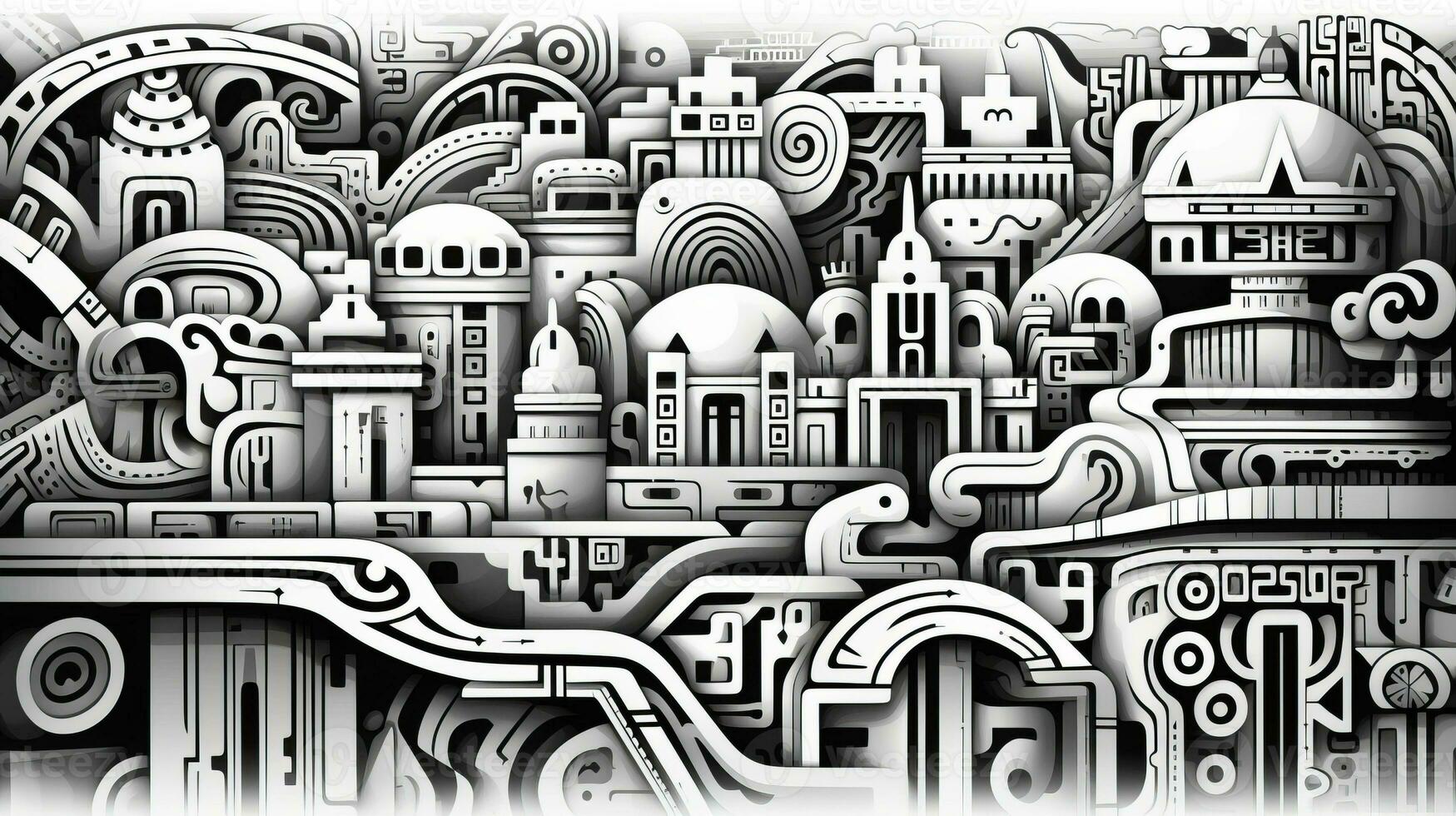 AI generated Abstract doodle background. Surreal style photo