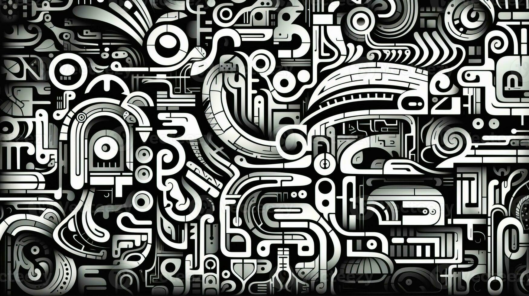 AI generated Abstract doodle background. Surreal style photo