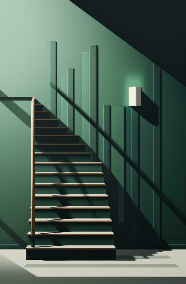 AI generated a simple wooden staircase is shown in mockup, photo