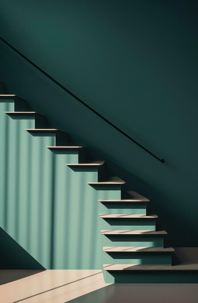 AI generated a simple wooden staircase is shown in mockup, photo