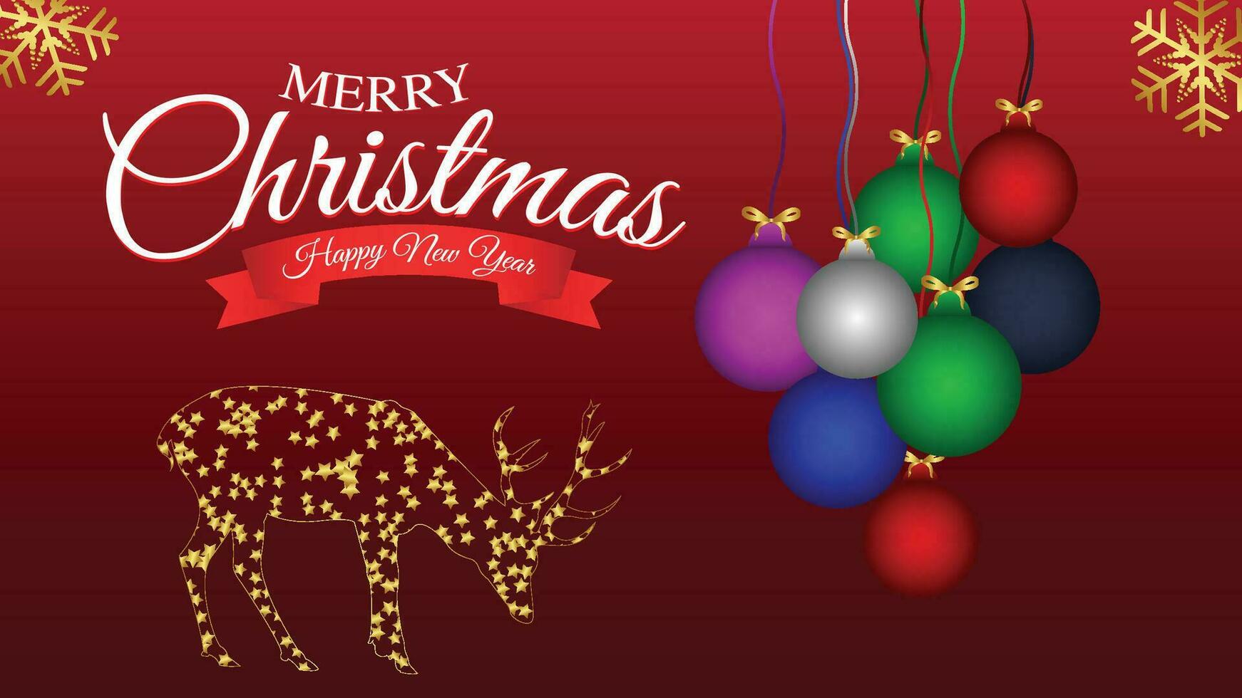 christmas background with reindeer and balls vector