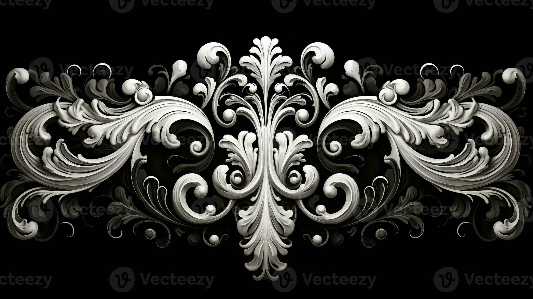 AI generated Abstract floral pattern in black and white colors photo
